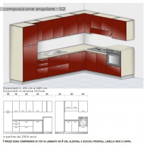 Cucina angolare con colonna forno h.108 cm