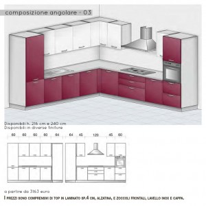 Cucina angolare con colonna forno 