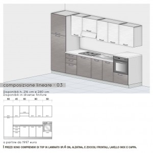Cucina lineare con colonna per forno h.108