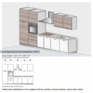 Cucina lineare con colonna forno